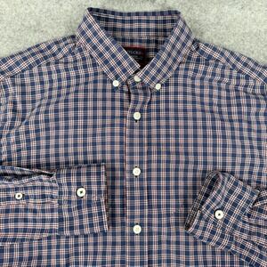 Untuckit Men's Long Sleeve Button Down Shirt Medium Blue Plaid Preppy Classic
